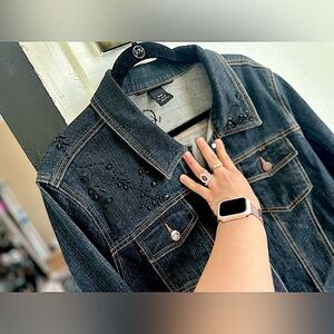 Hand embroidered denim jacket